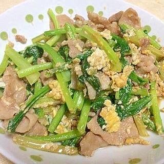 豚肉と小松菜の卵マヨ炒め